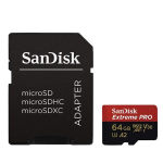 SanDisk Extreme Pro - Scheda di memoria flash (adattatore da microSDXC a SD in dotazione) - 64 GB - A2 / Video Class V30 / UHS-I U3 / Class10 - UHS-I microSDXC